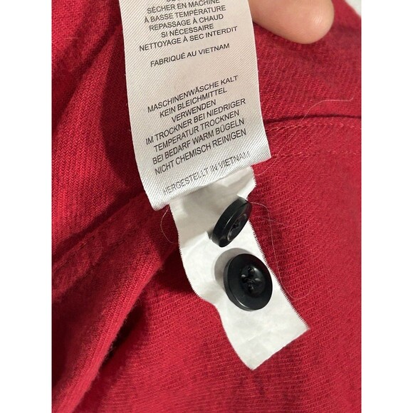 Topo Designs Solid Red Button Down Flannel Shirt Women Large Western Long Sleeve - Picture 12 of 13